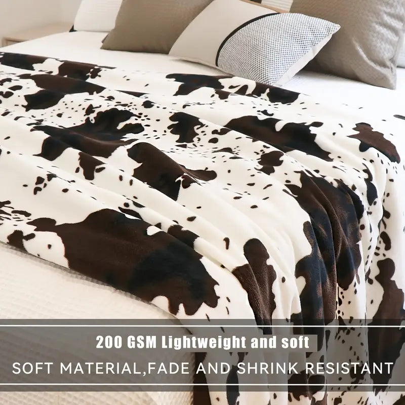 Black & White Cow Print Throw Blanket 78.8" by 59"