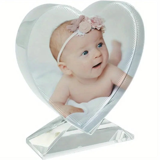 Photo Tp Crystal Glass Art Customize Your Photo to Crystal Heart With Stand