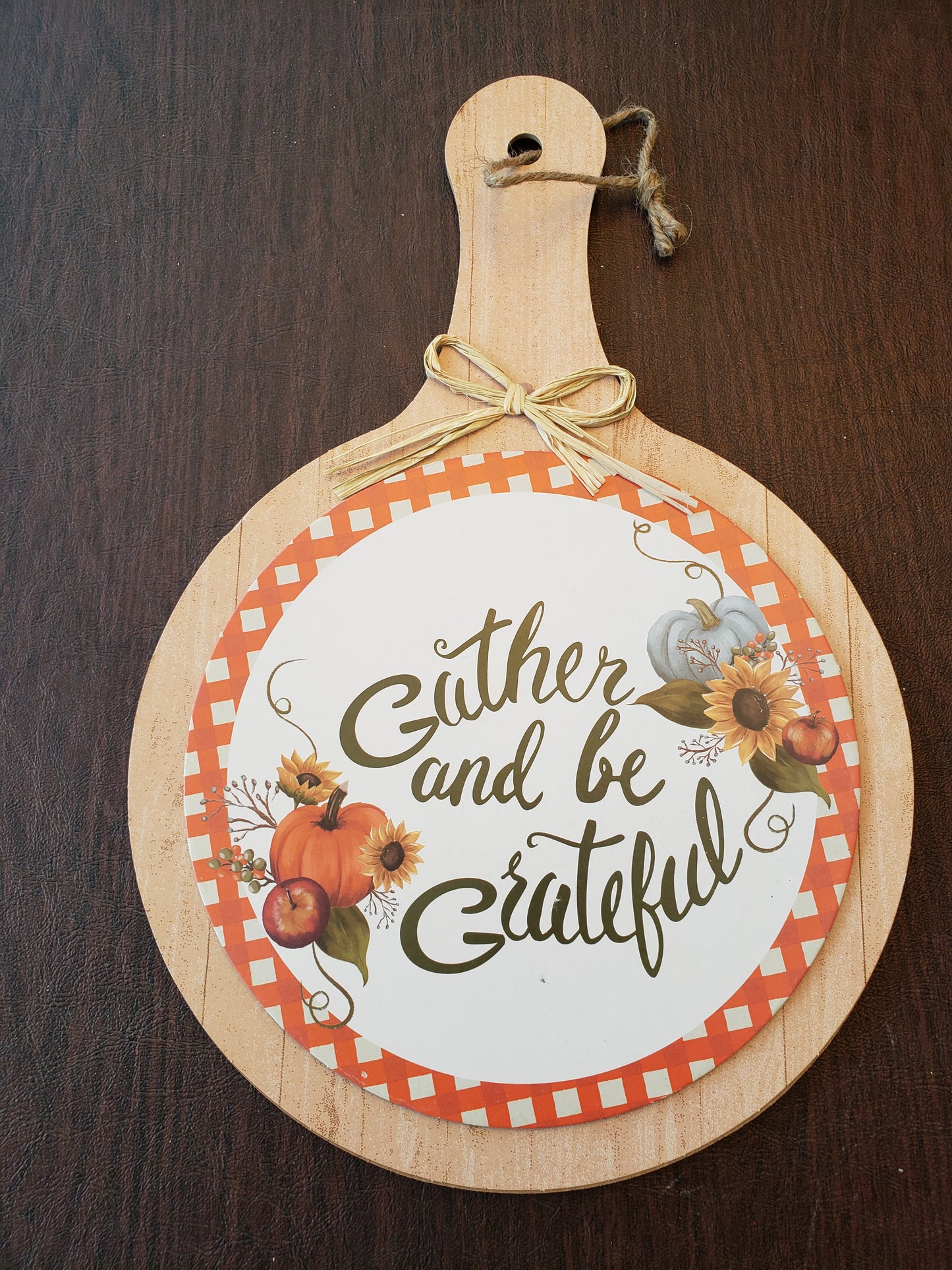 Thanksgiving Hanging Cutting Board "Gather and be Grateful: 13.5" x 10"