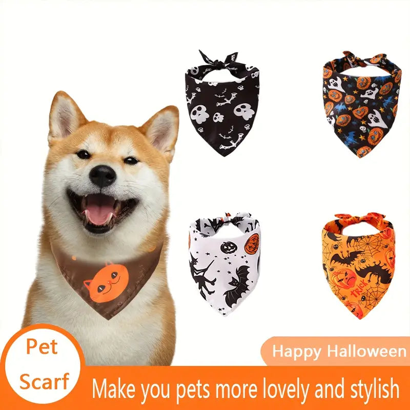 Halloween Dog Bandanas Large 25.5" x 17.7" Witches, Goblins Ghosts