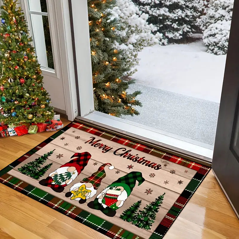 Christmas Door Floor Mat Gnomes Merry Christmas