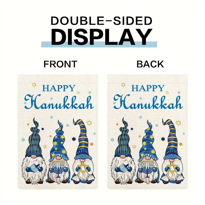 Hanukkah Garden Lawn Flag Gnomes Double Sided