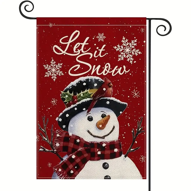 Winter Garden Lawn Flag Let It Snow Snowman