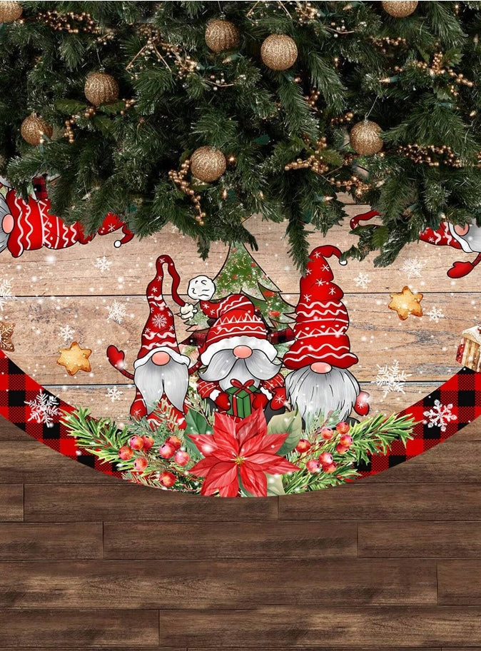 Gnome Christmas Tree Skirt Holiday Decor 36"