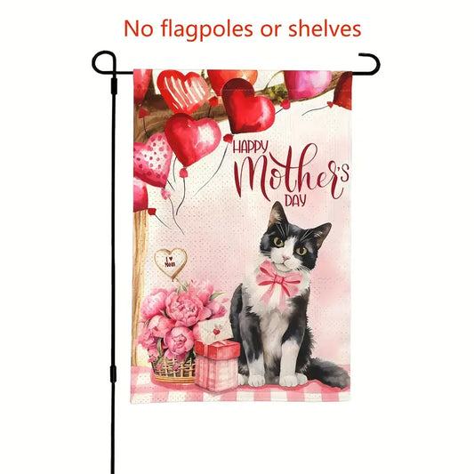 Happy Mother's Day Garden Lawn Flag Cat Double Sided