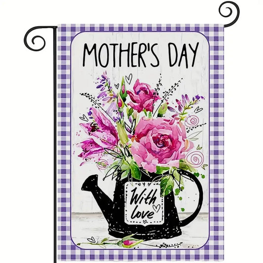 Happy Mother's With Love Day Garden Lawn Flag Lavendar Flowers Double Sided