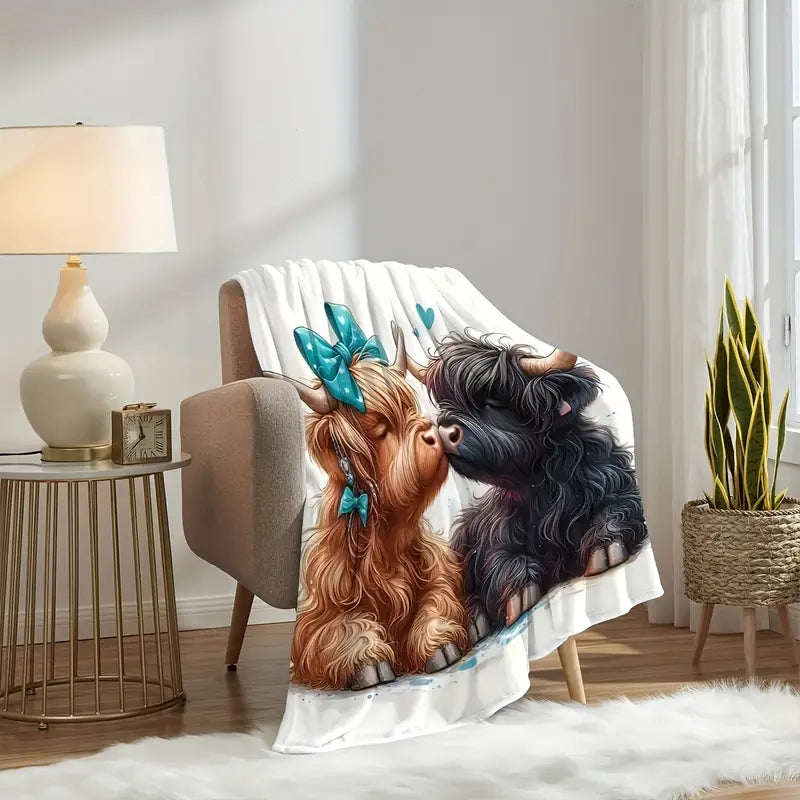 Cozy Highland Cow Flannel Throw Blanket, Soft & Warm 40' x 60"