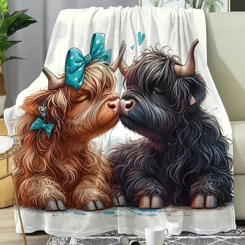 Cozy Highland Cow Flannel Throw Blanket, Soft & Warm 40' x 60"