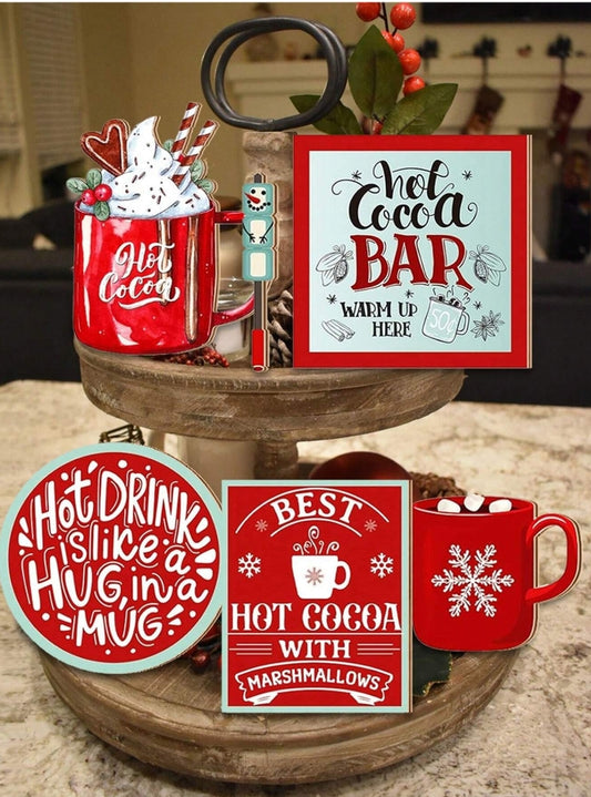 Winter Hot Cocoa Tabletop Decor 8 Pieces