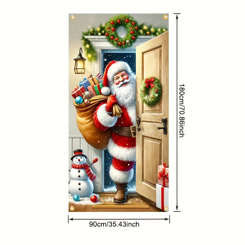 Festive Santa Door Cover, Snowman Durable Polyester