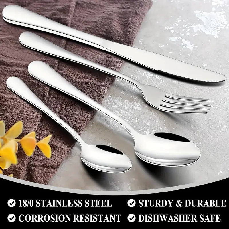 60 PC Silverware Set Heavy Duty Stainless Steel Flatware Service 12