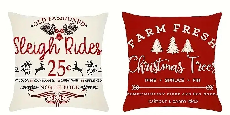 Rustic Christmas Throw Pillow Covers Set 2 18 x 18 Colorful