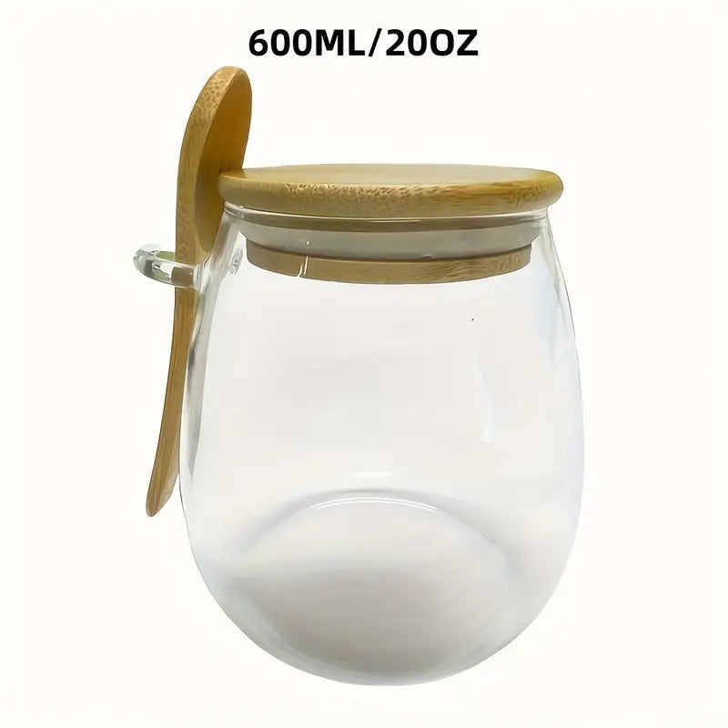 Glass Storage Jar Airtight Lid Spoon Condiments Sugar 20oz