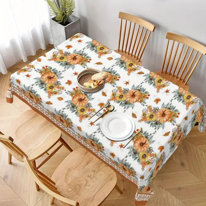 Fall Autumn Thanksgiving Tablecloths Pumpkins Maple Leaves