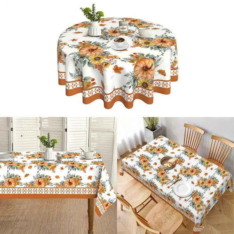 Fall Autumn Thanksgiving Tablecloths Pumpkins Maple Leaves