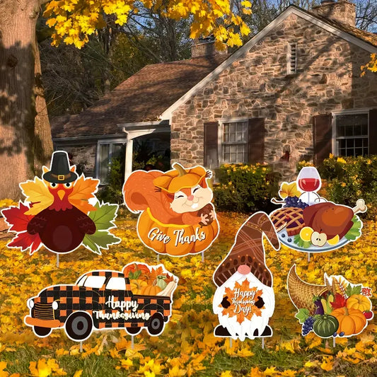 Thanksgiving Yard Decor Set 6 Gnome, Farm Truck