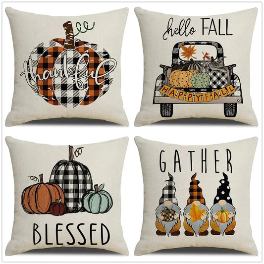 Set 2 Fall Thanksgiving Farmhouse Throw Pillow Covers 18 x 18