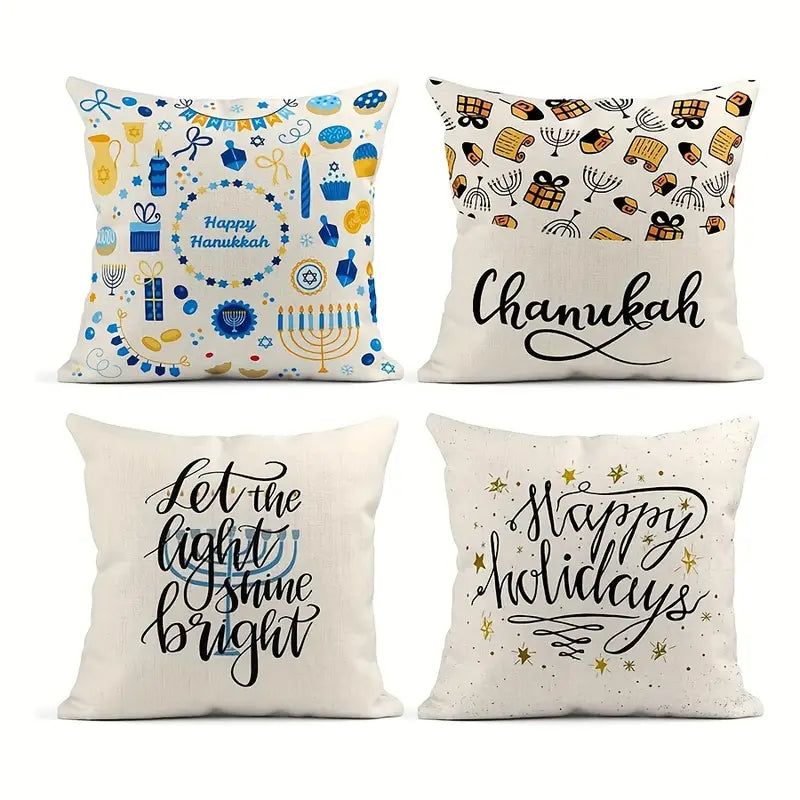 Hanukkah Throw Pillow Covers Set 4