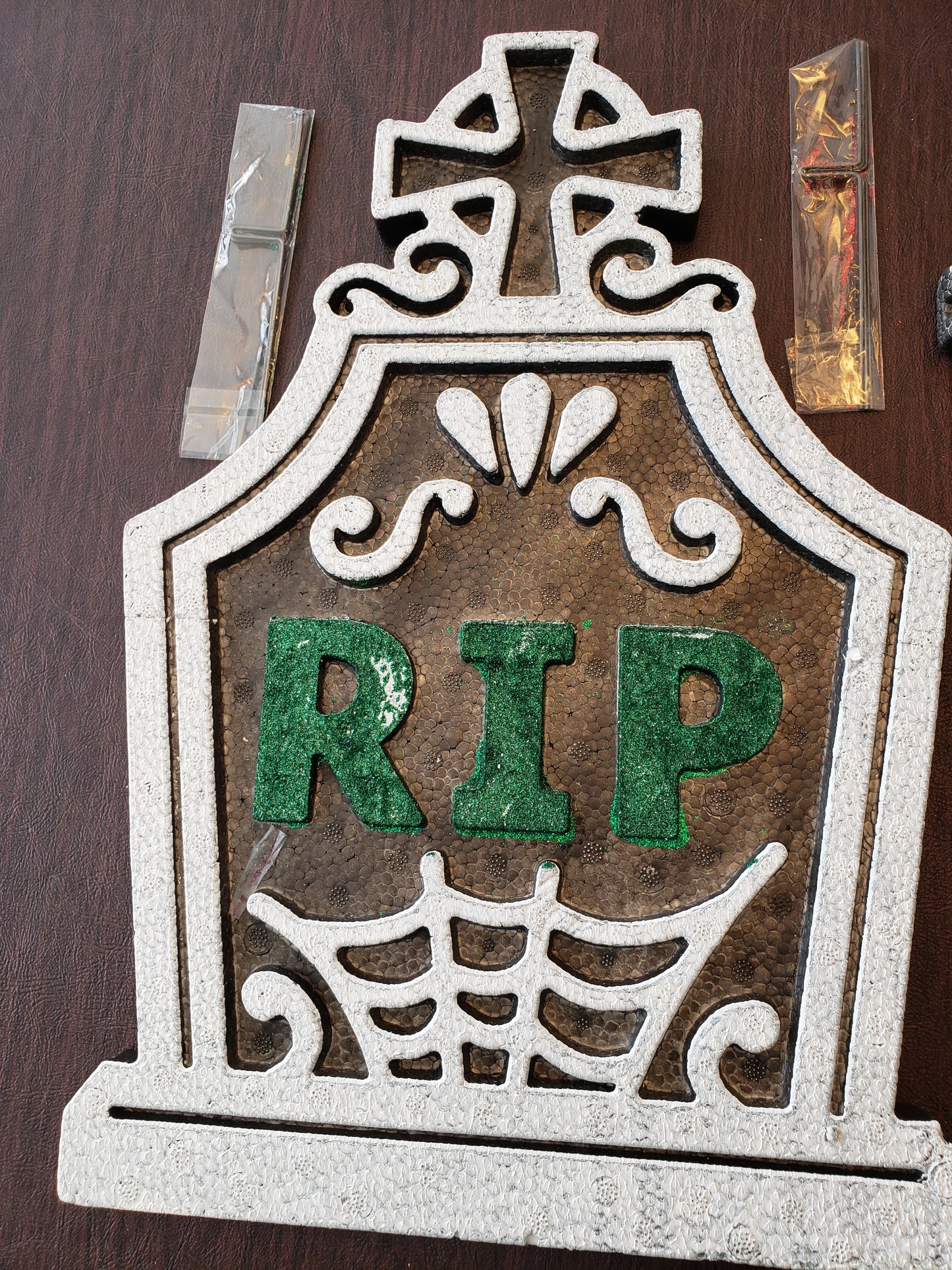 Halloween Decorations Set 2 R.I.P. Styrofoam Headstones With Stakes