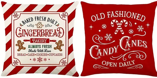 Rustic Christmas Throw Pillow Covers Set 2 18 x 18 Colorful